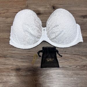 Victoria Secret Swim Top Bikini Bandeau Strapless Crochet Lace 38DD